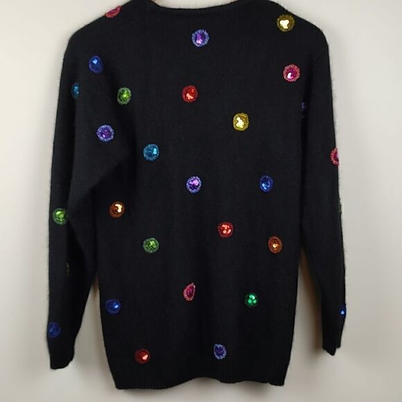 IB Diffusion Petites Black Sequin Silk Angora Lambswool Sweater Vintage 1990 - Picture 6 of 9